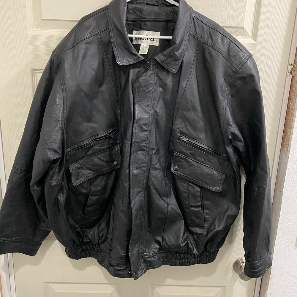 King Size Brand Leather Bomber Jacket